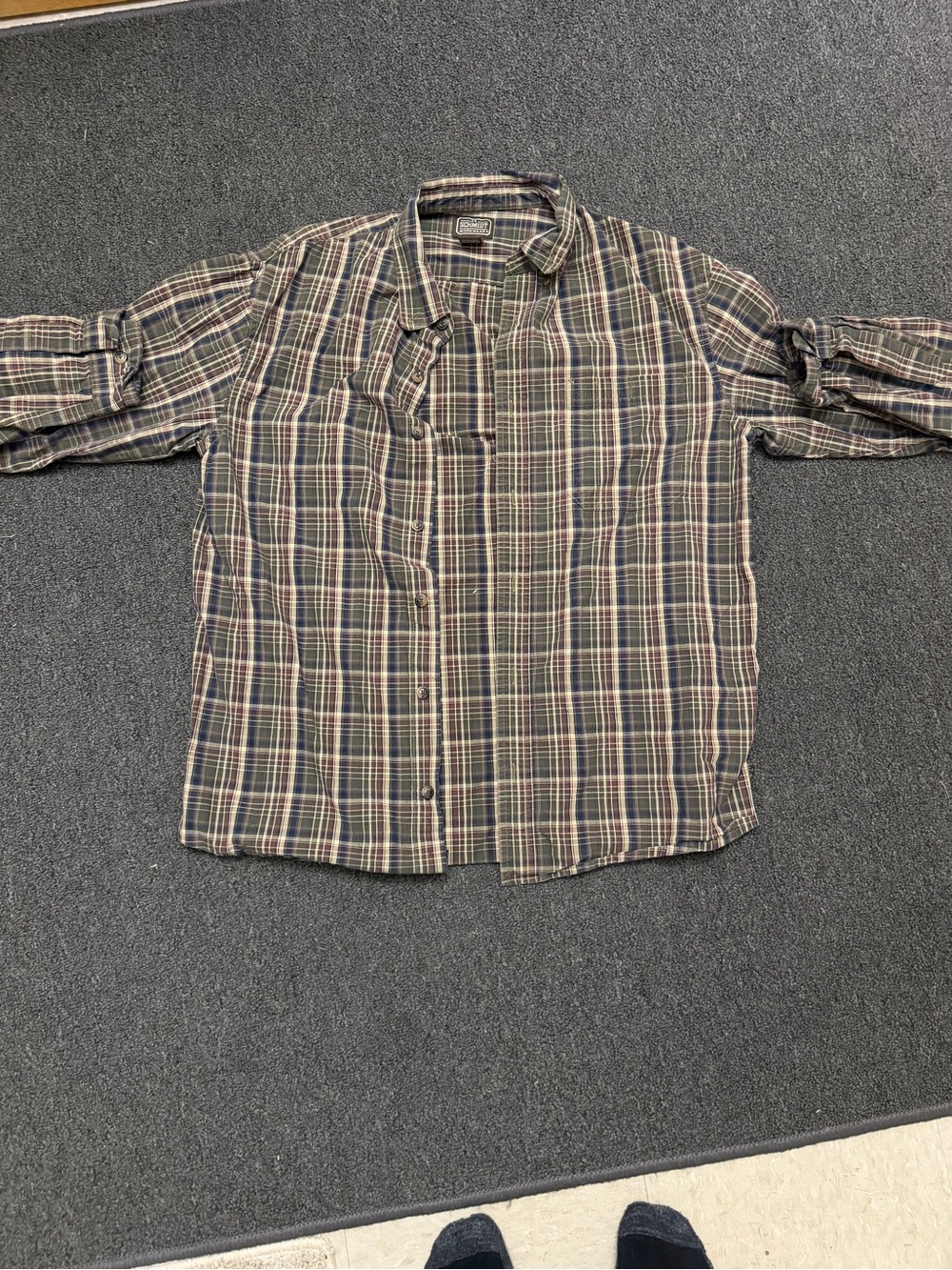 Men's Plaid Button-Down Shirt - Brown & Green